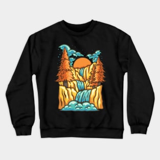 WATERFALL TO LIFE OF CITY Crewneck Sweatshirt